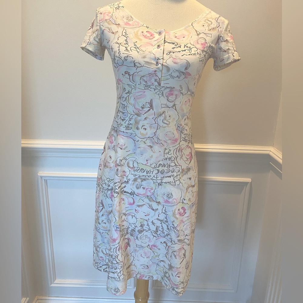Chanel vintage 1990’s camellia print swim dress. Eur size 36.